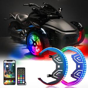 Wheel Ring Lights fit for Can-Am Spyder RT F3 Spyder Limited Chasing Color LED Wheel Lights with Bluetooth and Remote
