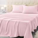 King Size Bed Sheet Set - 4 Piece Soft Microfiber Sheets with Deep Pockets, Cooling Technology, and Wrinkle-Free Pillowcase. Hotel-Quality, Durable Bedding, Light Pink