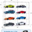 JUESHA Acrylic Display Case for 1/24 Scale Diecast Storage, 4 Levels 8 Slots Toy Cars Showcase Wall Mount Or Desktop, Clear Display Organizer for Nascar Diecast Model Car Tabletop