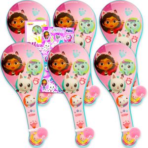 DreamWorks Gabby's Dollhouse Paddle Ball Party Favors - Bundle With 6 Games Plus Stickers for Kids, Toddlers | Party Supplies