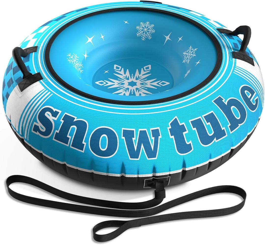 Jasonwell Inflatable Snow Tube Sled - Heavy Duty Snow Tubes for Sledding with Premium Canvas Cover for Kids Adults Snow Toy Fun Winter Outdoor Toys Christmas Birthday Gift for Boys Girls Children (48")