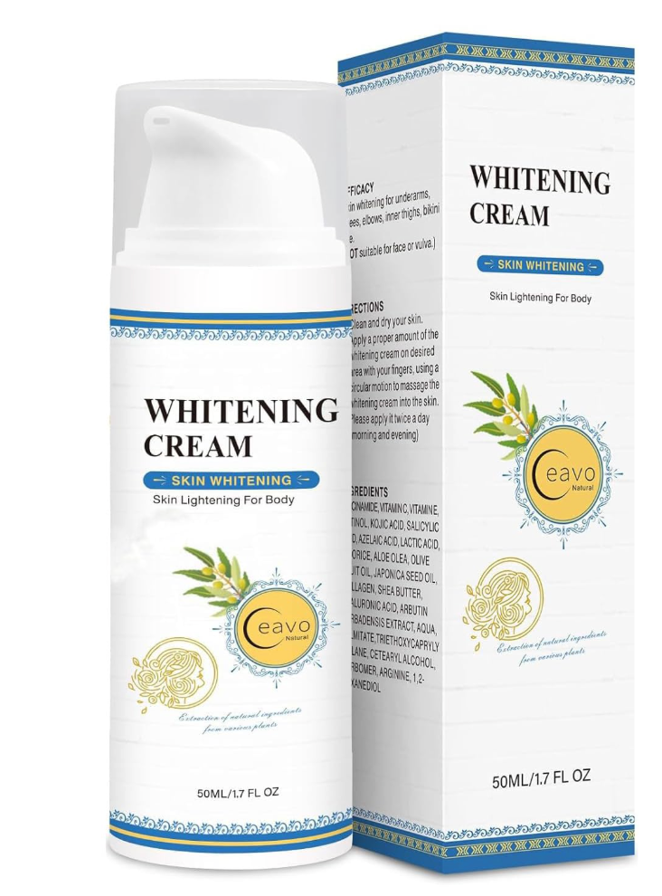 Skin Whitening Cream Bleaching Cream for Body Intimate Area, Private Parts, Underarm, Knees, Elbows, Inner Thigh, Bikini Areas, Bikini Line, Lightening Dark Spot Remover For Intimate Part (1.7FL OZ), EXP 05/23/2028