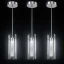 Pendant Ceiling Light Fixture, LED Kitchen Lighting Crystal Pendant Lights Kitchen Island, 1-Light Integrated Kitchen Hanging Light Fixture Modern Island Light with Bubble Glass Three Pack