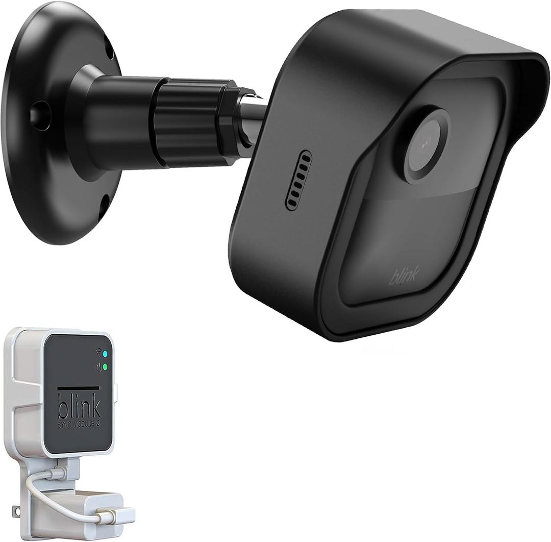 Blink Outdoor 4 (4th Gen) Wall Mount, Weatherproof Protective Cover and 360 Degree Adjustable Mount with Blink Sync Module 2 Outlet Mount for Blink Outdoor Indoor Security Camera (Black, 1 Pack)