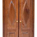 SPYMINNPOO Dollhouse Wooden Wardrobe, 1:12 Scale Mini Vintage Wooden Double Door Closet Wardrobe Dolls House Accessory Dollhouse Furniture(Brown)