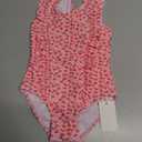 LIZENS Girls Swimsuit Kids Scalloped One Piece Ruffle Swimsuit Girls Swimwear Print (Pink, 2-3T)