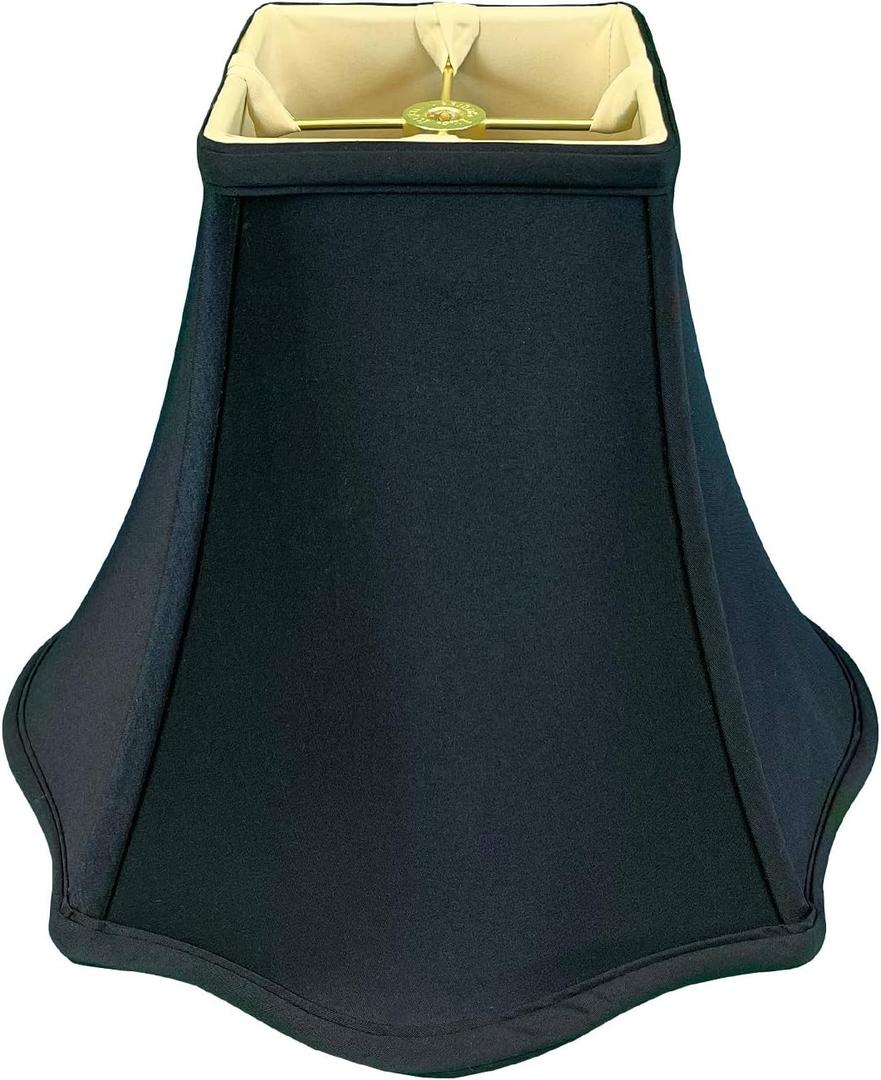 Royal Designs, Inc. Flare Bottom Outside Square Bell Lamp Shade, 6 x 14 x 11, Black (BS-702-14BLK)