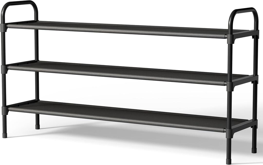 Kitsure Extra-Long Shoe Rack for Closet, Shoe Organizer for Front Door Entrance, Stackable Shoe Shelf, Detachable Closet Organizers and Storage, 39.0" Wide - 3 Tier, Black