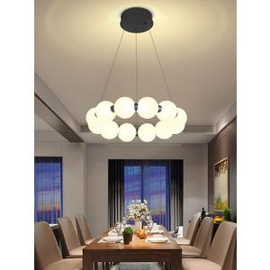 Dia 16" Modern Ring Chandeliers Black Round Pendant Light Fixture Globe Chandelier for Dining Room Living Room Bedroom