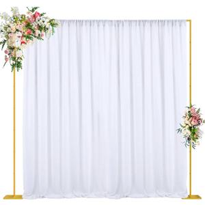 Wokceer 10x10 FT Backdrop Stand Heavy Duty Pipe and Drape Kit, Adjustable Gold Backdrop Stand for Wedding Birthday Party Photography Photo Booth Background Christmas Decoration