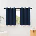 NICETOWN Room Darkening Curtains Blackout 40 inch Curtains for Kitchen, Navy Blue Grommet Solid Window Treatments Sound Reducing for Bedroom, 2 Panels, W37 x L40, 2 Panels