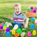 [6 Golden Eggs] 200 PCS 2.4" Fillable Plastic Easter Eggs Empty Easter Eggs Colorful Plastic Eggs Bulks for Kids Teens Boys Girls Easter Basket Stuffers Hunt Easter Party Favor