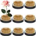 Sliner 8 Pcs 1.57 Inch Floral Frogs Round Brass Flower Holder Japanese Ikebana Vase Floral Frogs Arranger Fixed Tools Pin for Flower Arrangement Home DIY Craft(Gold)