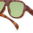 Retro Aviator Sunglasses for Women Men Trendy 70s Vintage Plastic Square Eyewear Tinted Lenses Sunnies