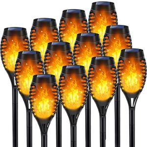 Outdoor Solar Lights,12Pack Solar Torch Light with Flickering Flame-
Solar Garden Lights for Halloween Decor, Flame Torches for Outside, Solar Lights Outdoor Waterproof Pathway Yard Garden Decor