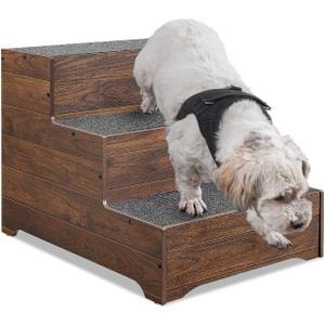 beeNbkks Extra Wide Wooden Dog Stairs and Pet Steps for High Beds or Sofas