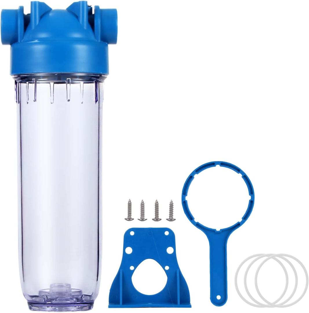 Geekpure 10-Inch Whole House Clear Water Filter Housing - 3/4" NPT Brass Port-Fit for 2.5" x 10" Filters (1)