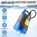 Submersible Water Pump, 1/3 HP 2450GPH Utility Pump Thermoplastic Electric Portable Transfer Water Pump for Swimming Pool Basement Flood Garden Pond Draining, Blue