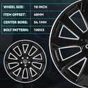 New Single 18 Inch 18x8 Inch 18" Replacement Aluminum Alloy Wheel Rims Fit for 2019 2020 2021 2022 Toyota Corolla Nightshade, ALY75236U45N, Direct Fit Replacement OEM Wheel, Gloss Black