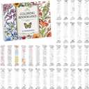 2 x 30 Pcs Floral Coloring Paper Bookmarks, Foldable Flowers Butterfly Shape Coloring Book Marker, Colored Pencil Friendly, Compatible Reading Accessories DIY Gifts for Adults Women Reading Lovers