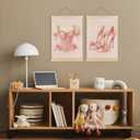 CIOJUNE Preppy Pink Bow High Heels Dress Girly Wall Art Poster Hanger Frame, Coquette Pink Canvas Prints Wall Art for Girls Bedroom Dorm Decor, Coquette Room Decor, 12x16 Inch Set of 2