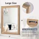 AAZZKANG Rustic Mirrors for Wall Rectangle Wooden Frame Hanging Mirror for Bedroom Bathroom Living Room Entryway Large 26"x18"