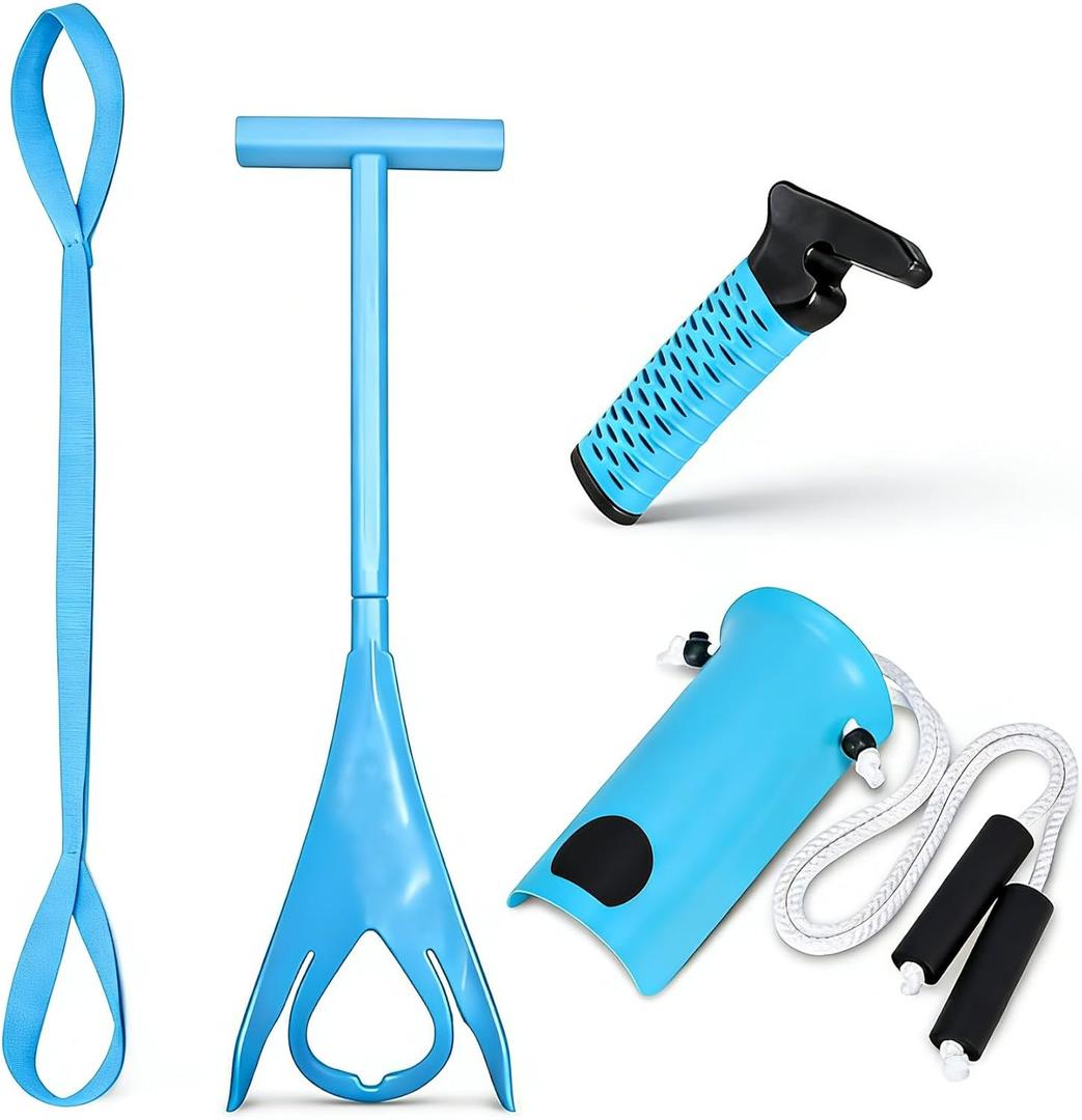 Sock Aid Kit for Seniors Sock Puller, Leg Lifter Strap & Car Door Handle, Easy On Off Sock Helper, No Bending Dressing Aid for Elderly, Pregnant & Limited Mobility