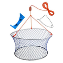 Wire Grid Bottom Crab Nets Two Ring Crab Kit with Harness and Bait Clip 24 x 20 x 12