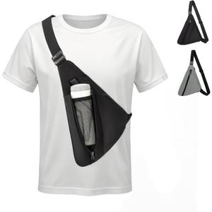 Sling Bag for Men,RFID Crossbody Hiking Backpack Chest Shoulder Tactical Bag with Water Bottle Bag for Travel (Small, Black)