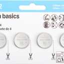 Amazon Basics CR2032 3V Lithium Coin Cell Batteries, Child-Proof Package, Non-Coated, AirTag Compatible, 4-Pack