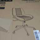 Home Office Chair No Arms with Wheels, Adjustable Height Small Desk Chair, PU Leather Mid Back 360 Swivel Computer Chair, Armless Modern Walnut Chair for Office, Reading Meeting Room(Beige), Mcm Style
