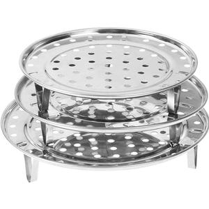 NRDBEEE Round Stainless Steel Rack 7.6" 8.5" 9.33" Inch Diameter Steaming Stand Canner Canning Racks Steamer Insert Stock Pot Steaming Tray Stand Pressure Cooker Cooking Toast Bread Salad (3 Pack)