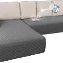 H.VERSAILTEX L Shape Sectional Couch Covers 2-Piece L Couch Cover 100% Waterproof Pet Couch Covers for Sectional Sofa Washable(Left Chaise + 3 Seat Sofa, Rocket Gray)