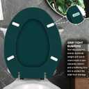Dark Green Elongated Toilet Seat Natural Wood Toilet Seat with Zinc Alloy Hinges, Easy to Install also Easy to Clean, Scratch Resistant Toilet Seat by Angol Shiold (Elongated, Dark Green)