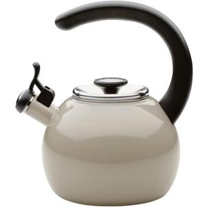 Circulon Enamel on Steel Whistling Induction Teakettle, Tea Kettle for Stovetop with Flip-Up Spout, 2-Quart, Gray