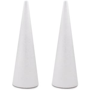 Crafare 2 Pack Foam Cones for Crafts 4.56x15.7 Inch Polystyrene Large Christmas Tree Foam Cones for Holiday Arts Project Wedding Table Centerpiece and Floral Arrangement Supplies