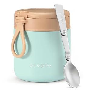 CJACJA Thermo for Hot Food Kids - 15.2 Oz, Insulated Food Jar for Soup, Width Mouth Stainless Steel Insulated Lunch Container with Folding Spoon, Blue (Blue)