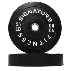 Fitvids 2" Olympic Bumper Plate Weight Plates with Steel Hub, 55LB, Pair
