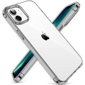 CANSHN Clear Compatible with iPhone 12 Case/iPhone 12 Pro Case, [Military Drop Protection] [Not Yellowing] Shockproof Phone Case with Hard Back & Slim Thin Soft TPU Bumpers 6.1 Inch - Black
