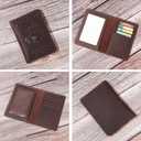 Genuine Leather Passport and Vaccine Card Holder Combo, RFID Blocking, Coffee, Unisex