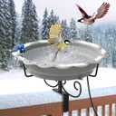 Webuys Heated Bird Baths for Outdoors, 100W Heated Bird Bath for Deck Railing, Heated Birdbath with Thermostat Control, Heated Bird Bath for Outside Winter Garden Patio Yard (Gray)