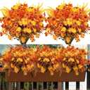10 Bundles Artificial Mums for Outdoors Fake Fall Flowers Silk Flowers Plastic Plants UV Resistant No Fade for Outside Porch Garden Pots Planters Autumn Fall Decor (Fall)
