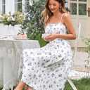 Scarlet Darkness Women's Floral Midi Dress Corset Sundresses 2026 Summer Spring Vacation Milkmaid Dresses White Navy Floral, Size: L