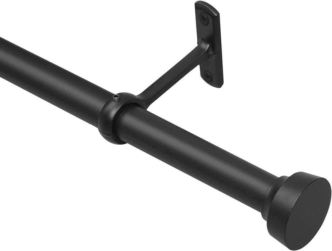 Black Curtain Rods for Windows 28 to 86 Inches, 1 Inch Diameter Telescoping Drapery Rod Set, Decorative with Minimalism Style Finials (28''-86'')