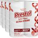 Amazon Brand - Presto! Ultra-Strong 2-Ply Toilet Paper, 24 Mega Rolls =120 Regular Rolls, 308 Sheets Per Roll, Unscented