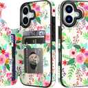 HAOPINSH Wallet Case with Card Holder for Phone 17, Colorful Florals Pattern Back Flip Folio PU Leather Kickstand Card Slots Case, Double Magnetic Clasp Shockproof 6.3"