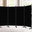 Room Divider-Folding Privacy Screens, 6 ft Partition Room Dividers Wall for Separation, Home, Office, Classroom, Studio (Black, 4 Panel)