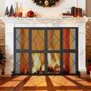 Fireplace Screen with Sliding Doors, 37.8" W x 30.7" H Modern Wrought Iron Spark Guard Cover for Christmas Decorative, Baby and Pet Proof, Large