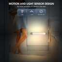 10inch Under Cabinet Lighting, 2 Pack Rechargeable Motion Sensor Light Indoor, 5 Levels Dimmable Magnetic Closet Lights, Wireless Under Counter Lights for Kitchen, Stairs (Warm White Light)