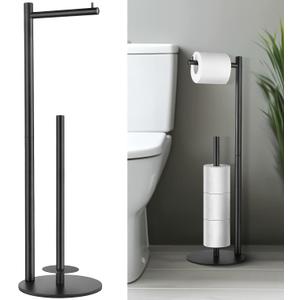 Toilet Paper Holder Stand, Toilet Paper Storage Standing, Standing Toilet Paper Stand, Standing Toilets Paper Holder with Storage, Bathroom Toilet Paper Roll Stand (Double Column)